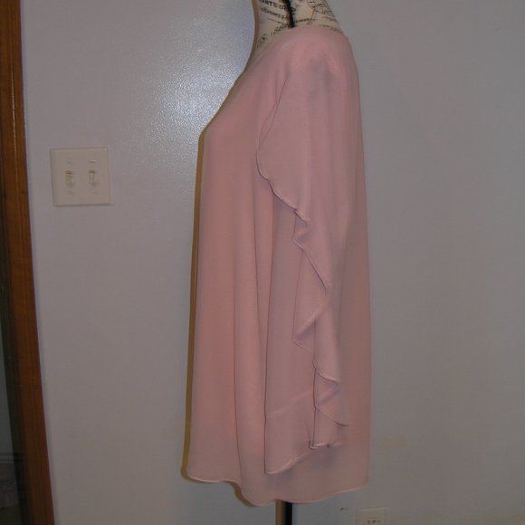Anggrek Women's New XL Blouse Top Dusty Rose Pink Ruffled Long Sleeves Tags - Picture 6 of 13